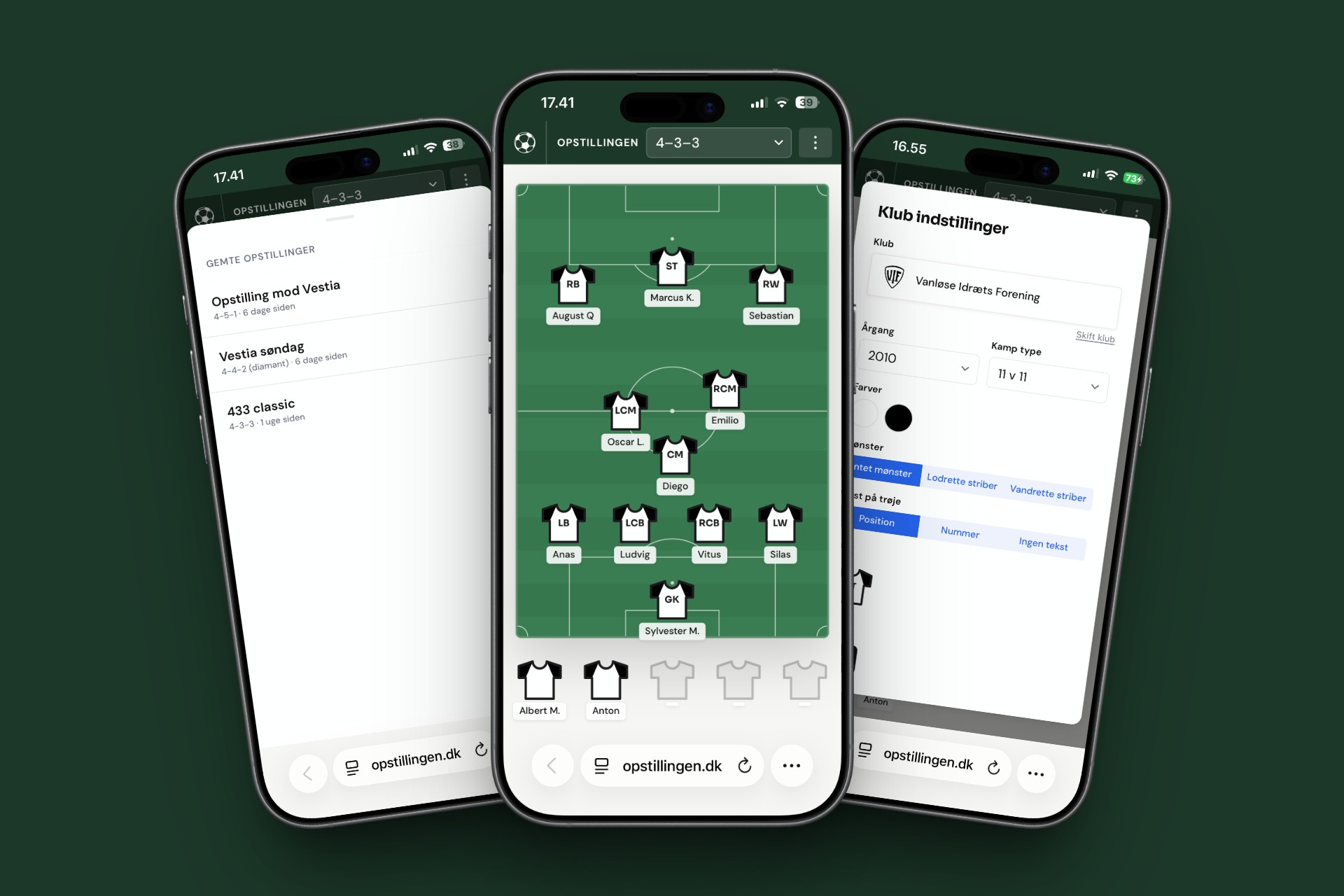 Screenshot af interface der viser import af spillere fra DBU KampKlar til Opstillingen
